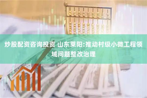 炒股配资咨询投资 山东莱阳:推动村级小微工程领域问题整改治理